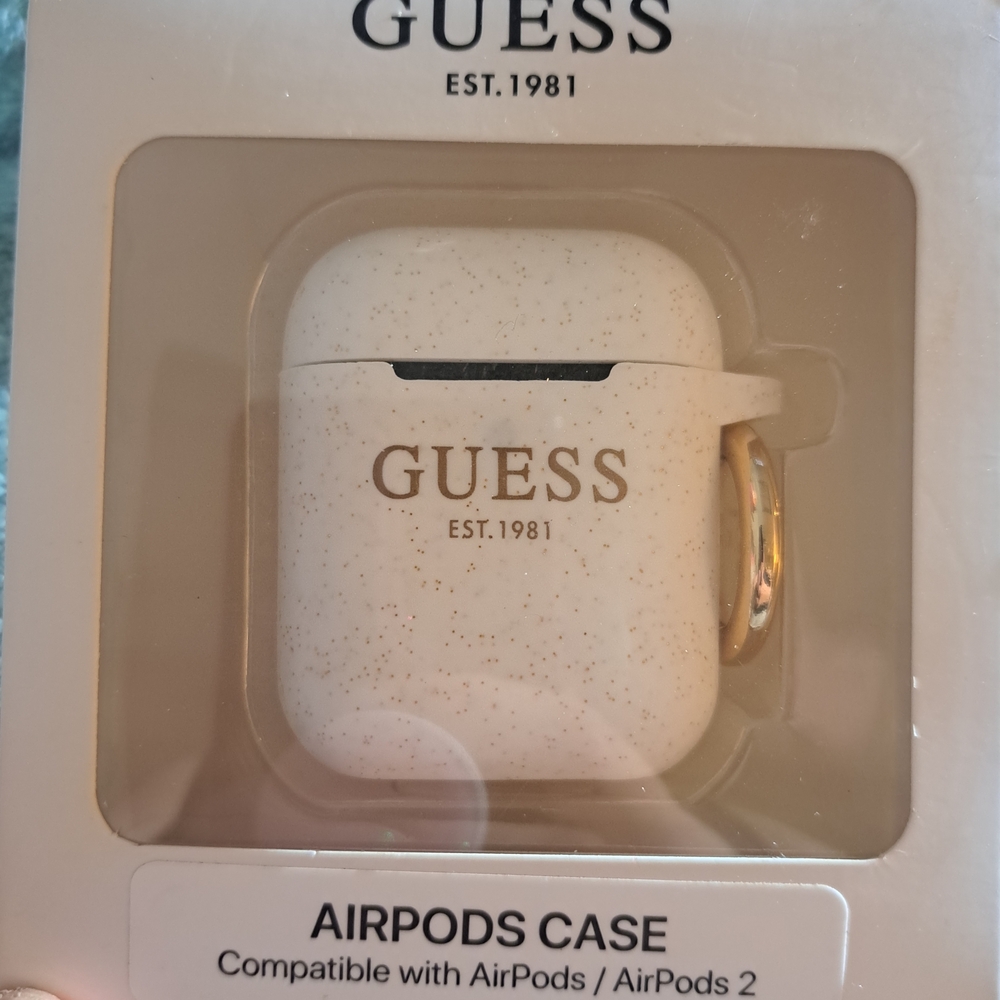 Guess White and Gold AirPods Case